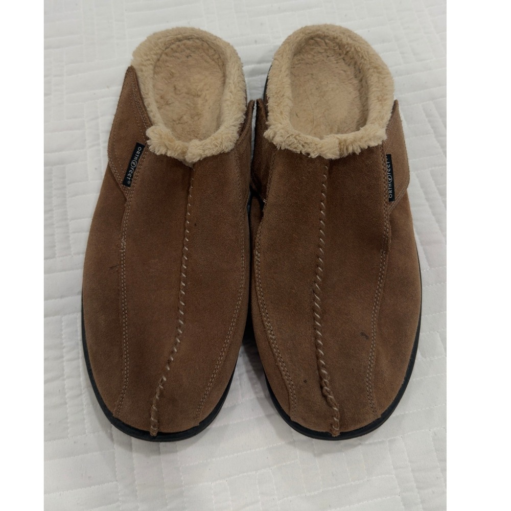 Orthofeet Charlotte Brown Suede Orthopedic Slippers Mules Men 11-12 S331W